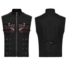 PUNK RAVE Men's Punk Faux Leather Big-pocket Black Red Vest