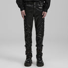PUNK RAVE Men's Punk Faux Leather Pants