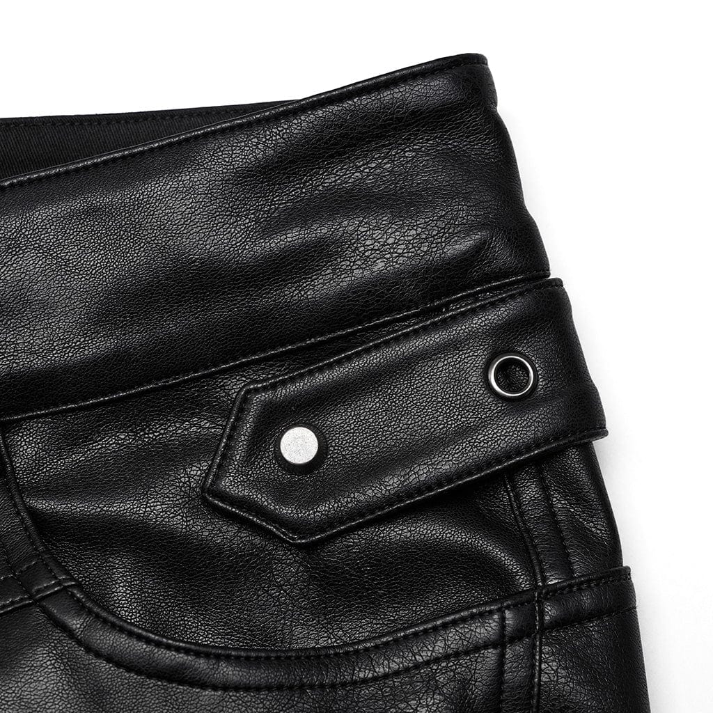 PUNK RAVE Men's Punk Faux Leather Pants