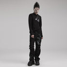 PUNK RAVE Men's Punk Faux Leather Splice Shirt