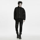 PUNK RAVE Men's Punk Frayed Raw Edge Eyelet Patchwork Pants