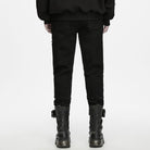 PUNK RAVE Men's Punk Frayed Raw Edge Eyelet Patchwork Pants