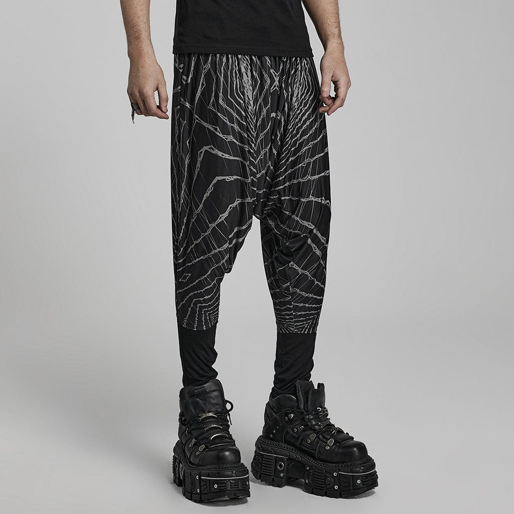 PUNK RAVE Men's Punk Halo Printed Sagging Pants