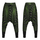 PUNK RAVE Men's Punk Halo Printed Sagging Pants Black-green