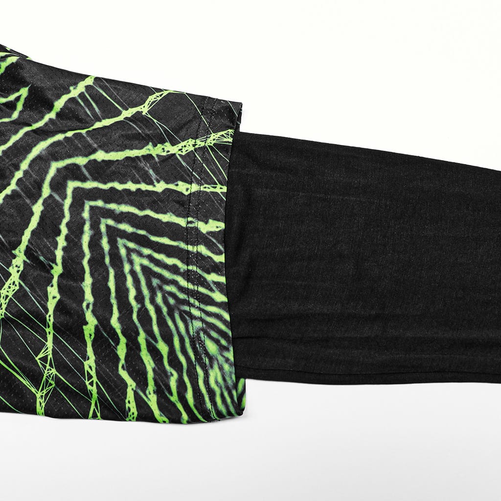PUNK RAVE Men's Punk Halo Printed Sagging Pants Black-green