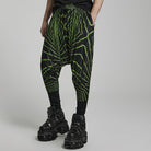 PUNK RAVE Men's Punk Halo Printed Sagging Pants Black-green