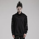 PUNK RAVE Men's Punk High Collar Loose Hoodies