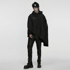 PUNK RAVE Men's Punk Irregular Buckle Strap Hooded Cloak