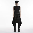 PUNK RAVE Men's Punk Irregular Ripped Pleated Skirt