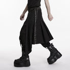 PUNK RAVE Men's Punk Irregular Ripped Pleated Skirt