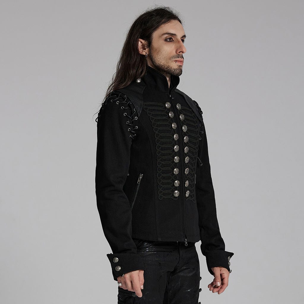 PUNK RAVE Men's Punk Lace-up Buttons Jacket