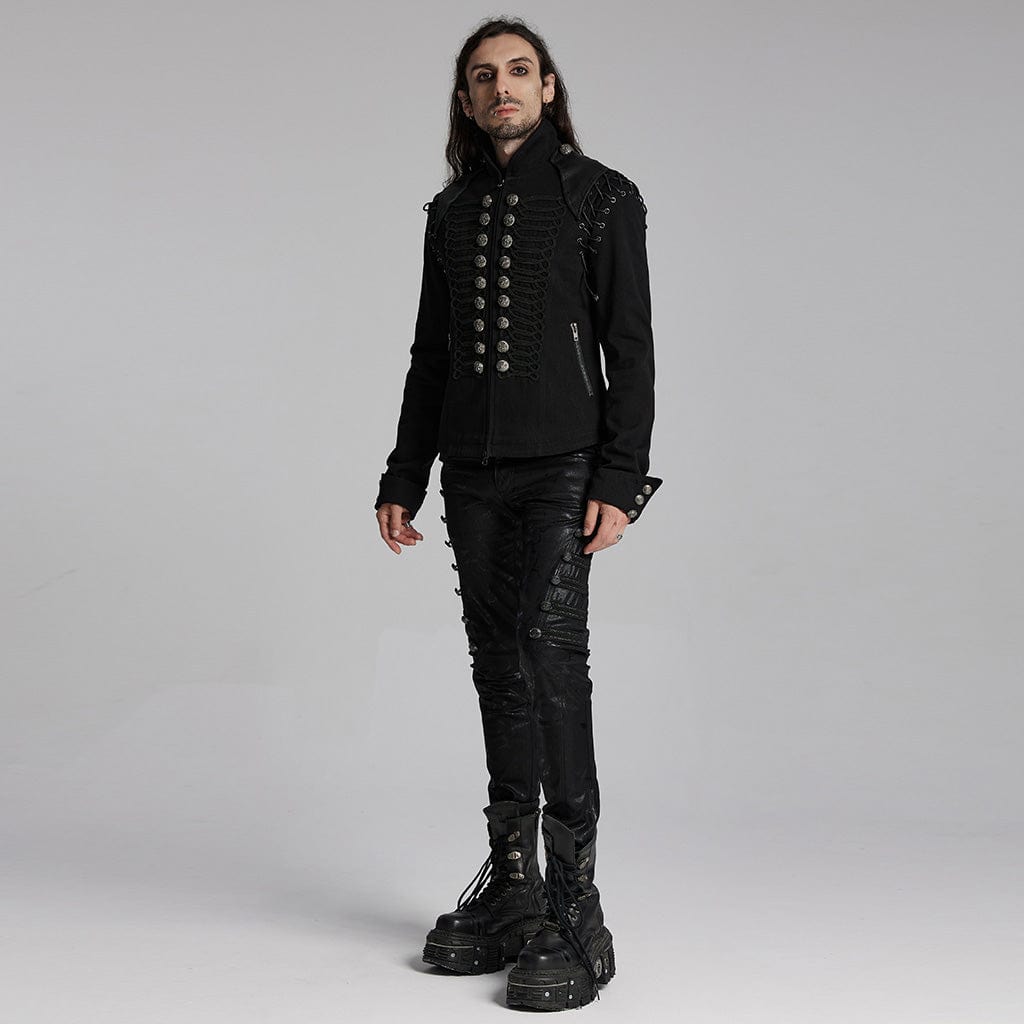 PUNK RAVE Men's Punk Lace-up Buttons Jacket