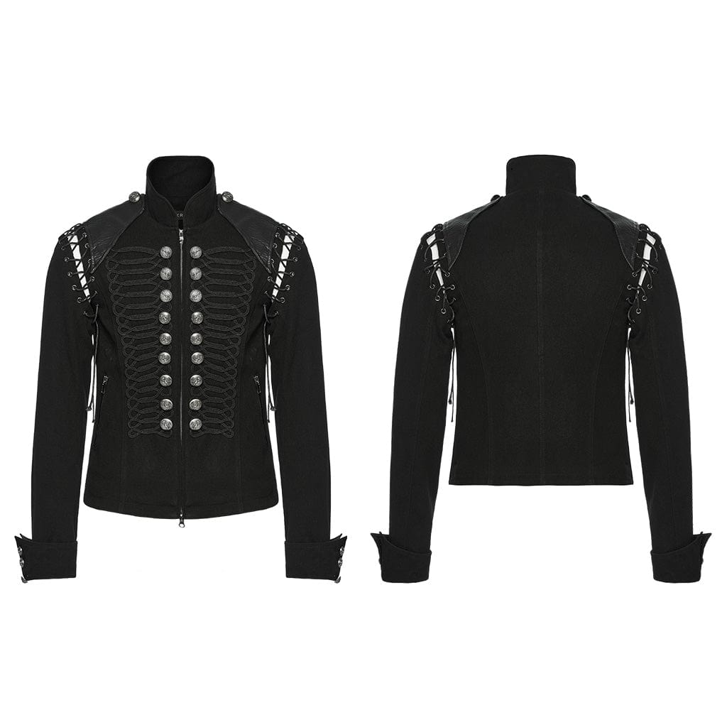 PUNK RAVE Men's Punk Lace-up Buttons Jacket