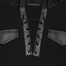 Men's Punk Lace-up Patchwork Hooded Tank Top Black - Punk Design
