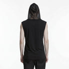 Men's Punk Lace-up Patchwork Hooded Tank Top Black - Punk Design