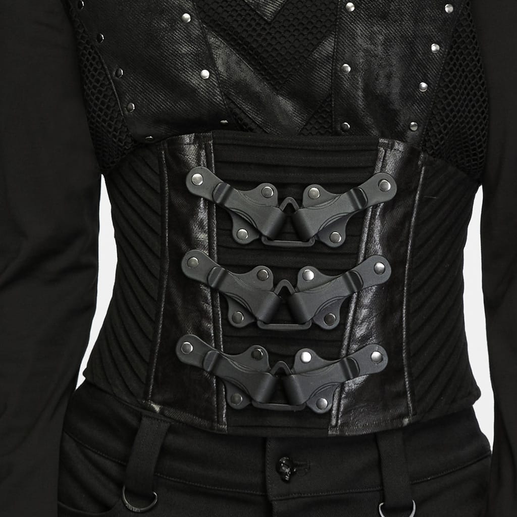 PUNK RAVE Men's Punk Lace-up Side Zipper Girdle