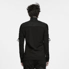 PUNK RAVE Men's Punk Lace-up Zipper Turtle Neck Long Sleeve Top