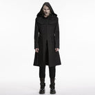 PUNK RAVE Men's Punk Layered Hooded Zip Jacket