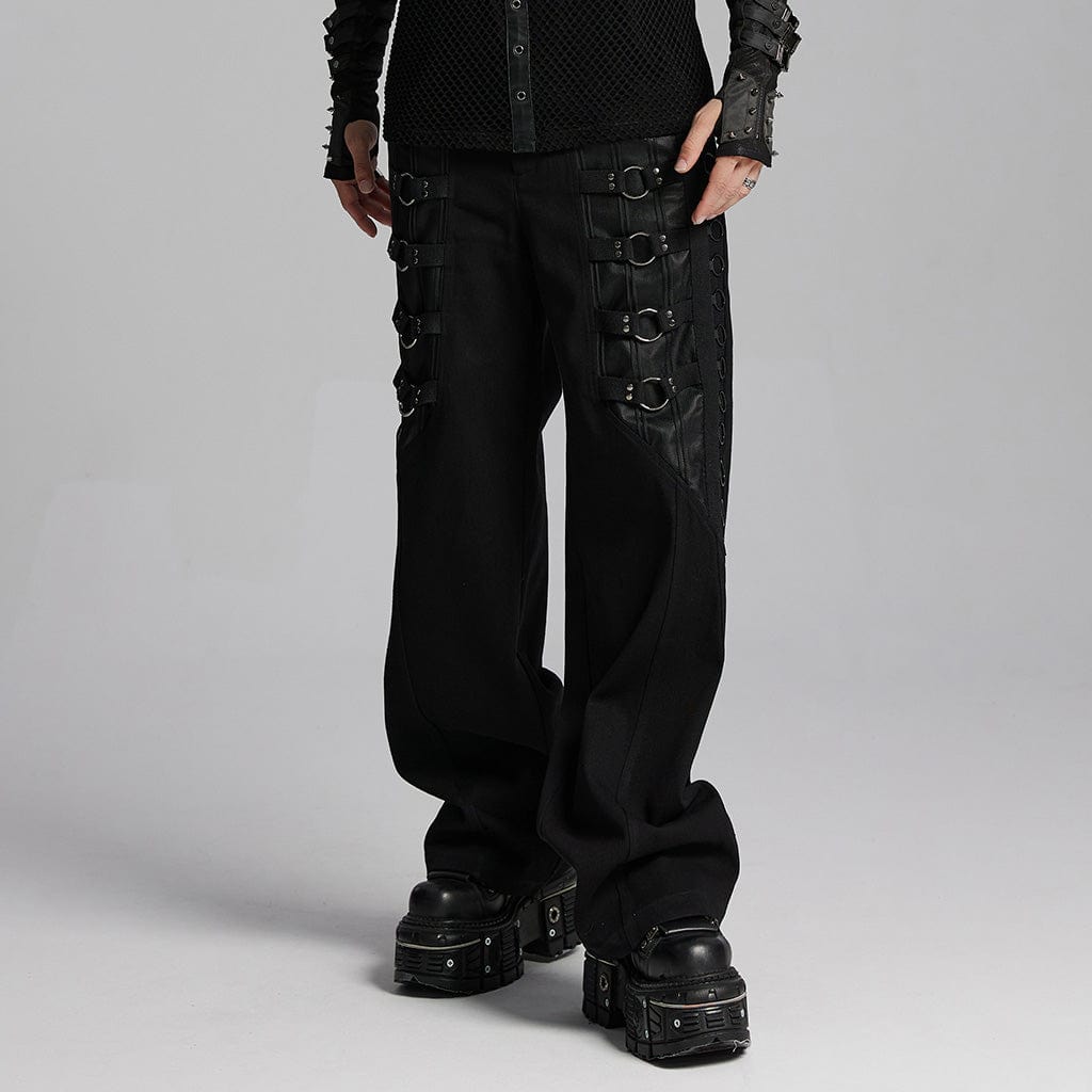 PUNK RAVE Men's Punk Mesh Rings Skull Pants