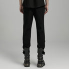 PUNK RAVE Men's Punk Mesh Splice Bucket Straps Pants