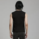 PUNK RAVE Men's Punk Mesh Splice Nailed Straps Tank Top