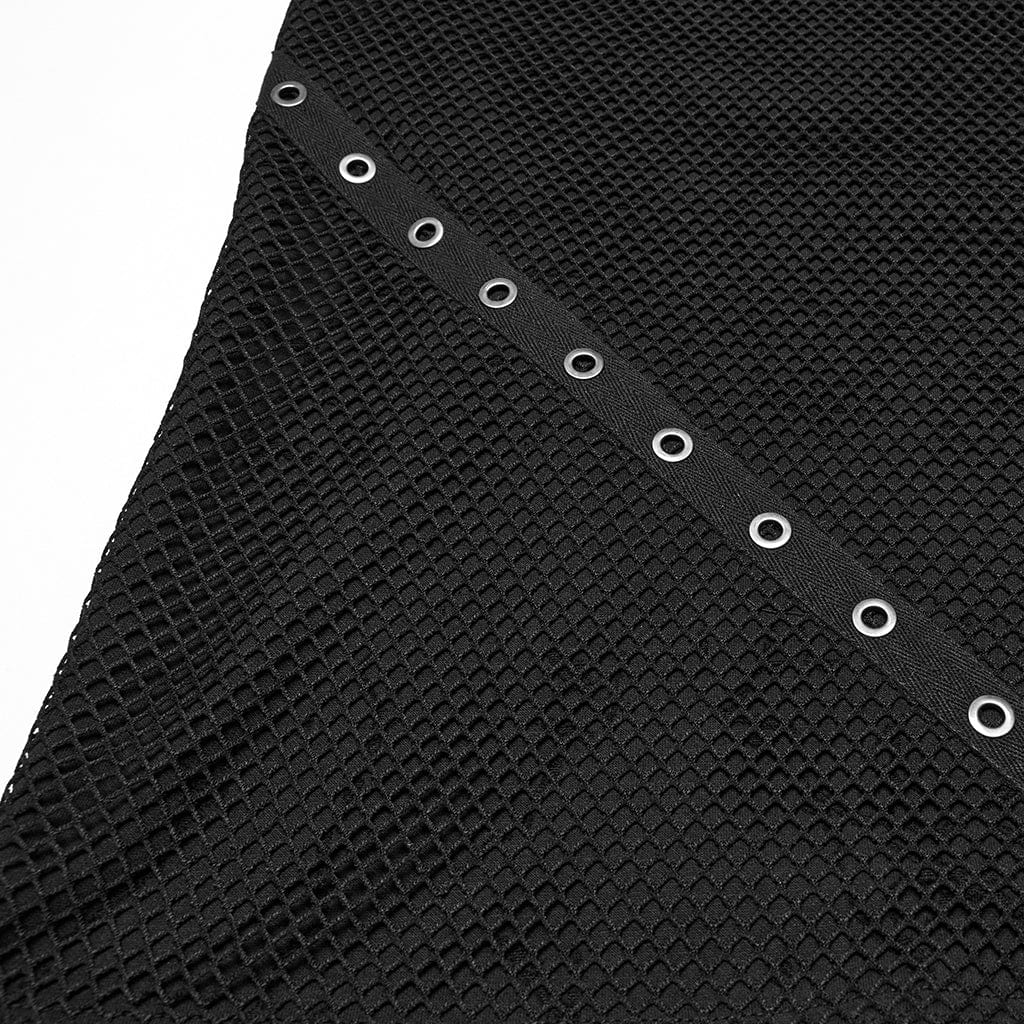 PUNK RAVE Men's Punk Mesh Splice Ripped Vest