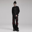 PUNK RAVE Men's Punk Mesh Splice Strappy Trousers