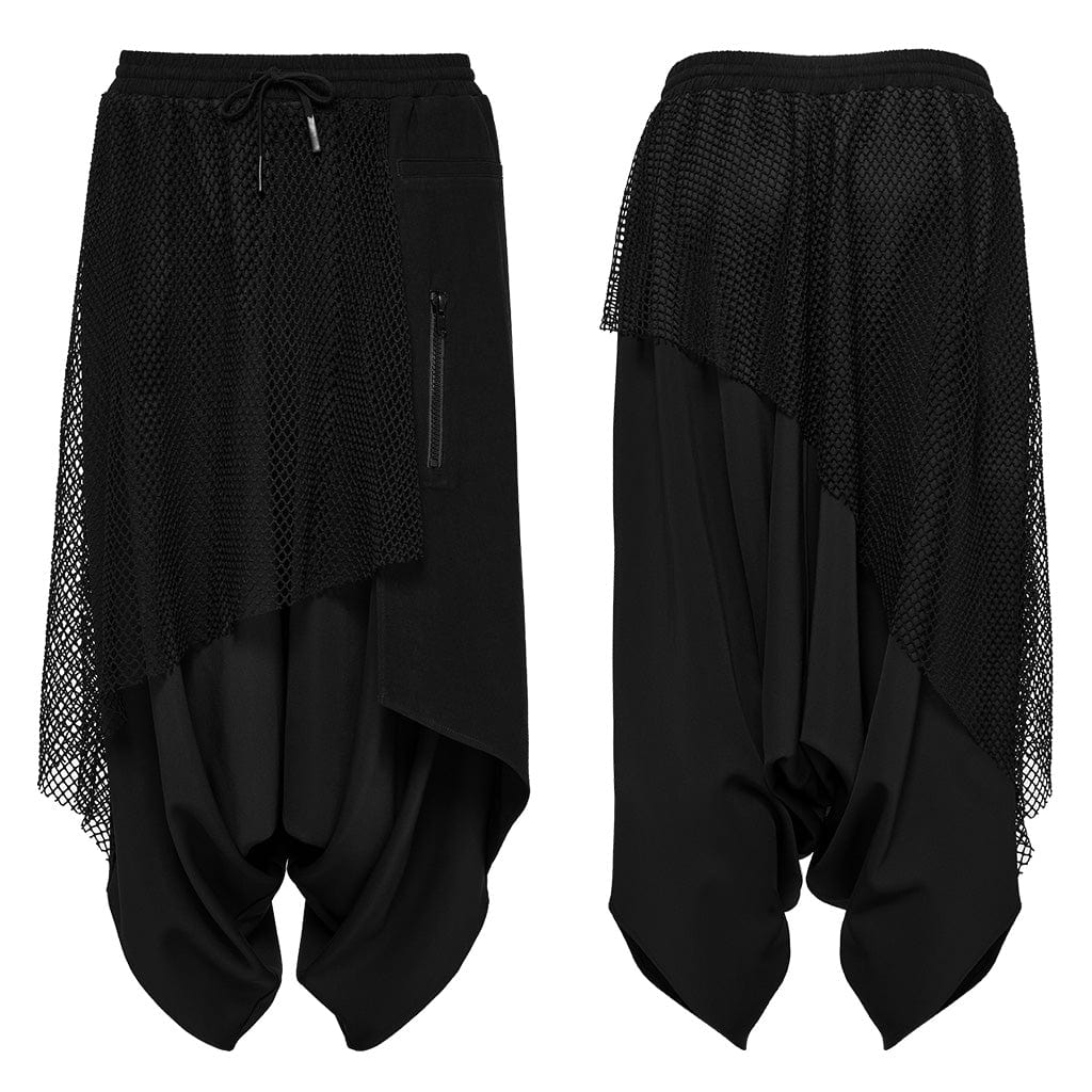 PUNK RAVE Men's Punk Mesh Zip Pants