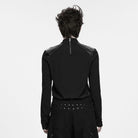 PUNK RAVE Men's Punk Metal Claw Mock Neck Patchwork Long Sleeve Top