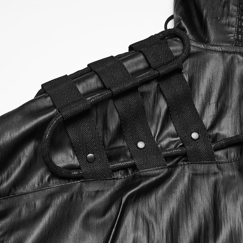 PUNK RAVE Men's Punk Minimalist Hooded Jacket