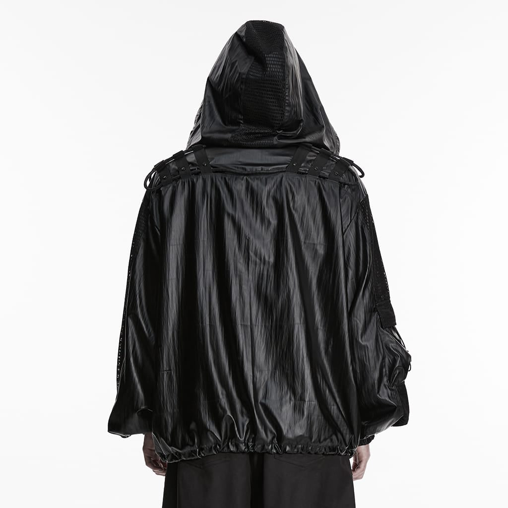 PUNK RAVE Men's Punk Minimalist Hooded Jacket