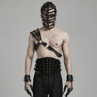 PUNK RAVE Men's Punk Multi-buckles Faux Leather Harness