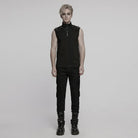 PUNK RAVE Men's Punk Multi-pocket Pleated Denim Pants