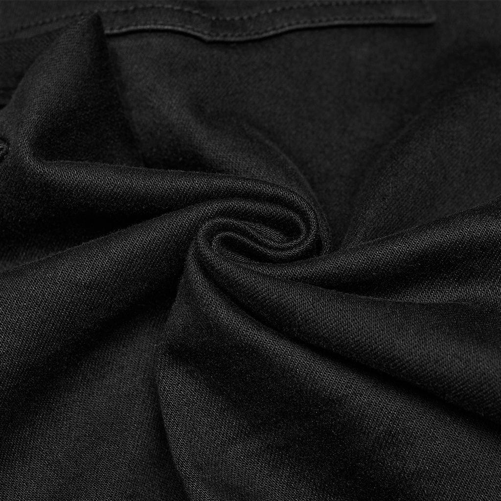 PUNK RAVE Men's Punk Multi-pocket Pleated Denim Pants