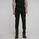 PUNK RAVE Men's Punk Multi-pocket Pleated Denim Pants