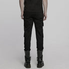 PUNK RAVE Men's Punk Multi-pocket Pleated Denim Pants