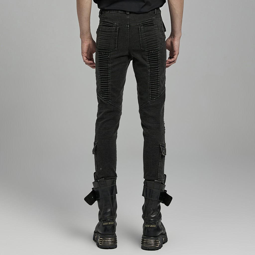 PUNK RAVE Men's Punk Multi-pockets Pleated Pants