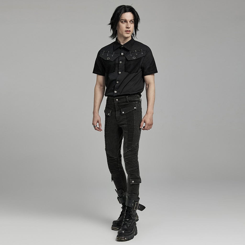 PUNK RAVE Men's Punk Multi-pockets Pleated Pants