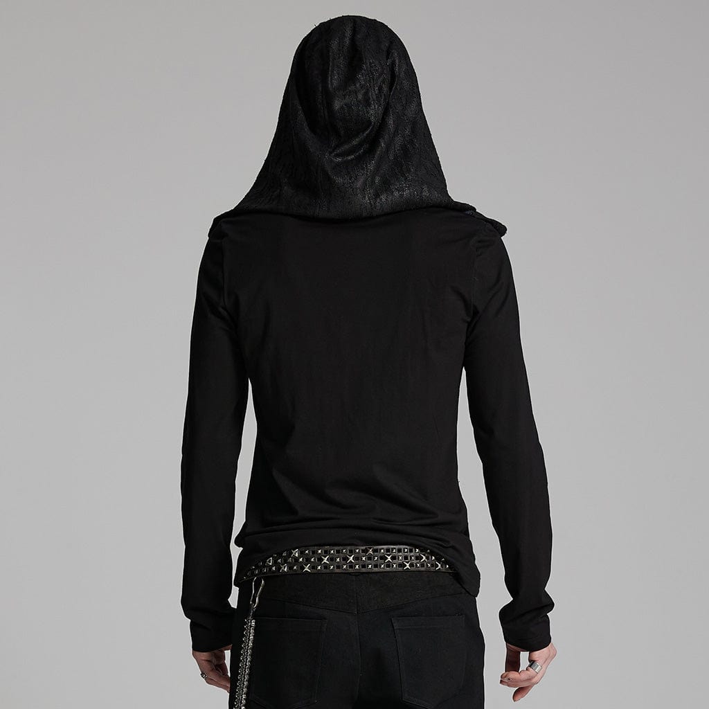 PUNK RAVE Men's Punk Overlaping Mesh Hoodies