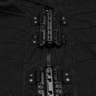 PUNK RAVE Men's Punk Patch Pockets Convertible Collar Vest Black