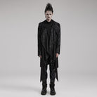 PUNK RAVE Men's Punk Pleated Long Coat with a Hood