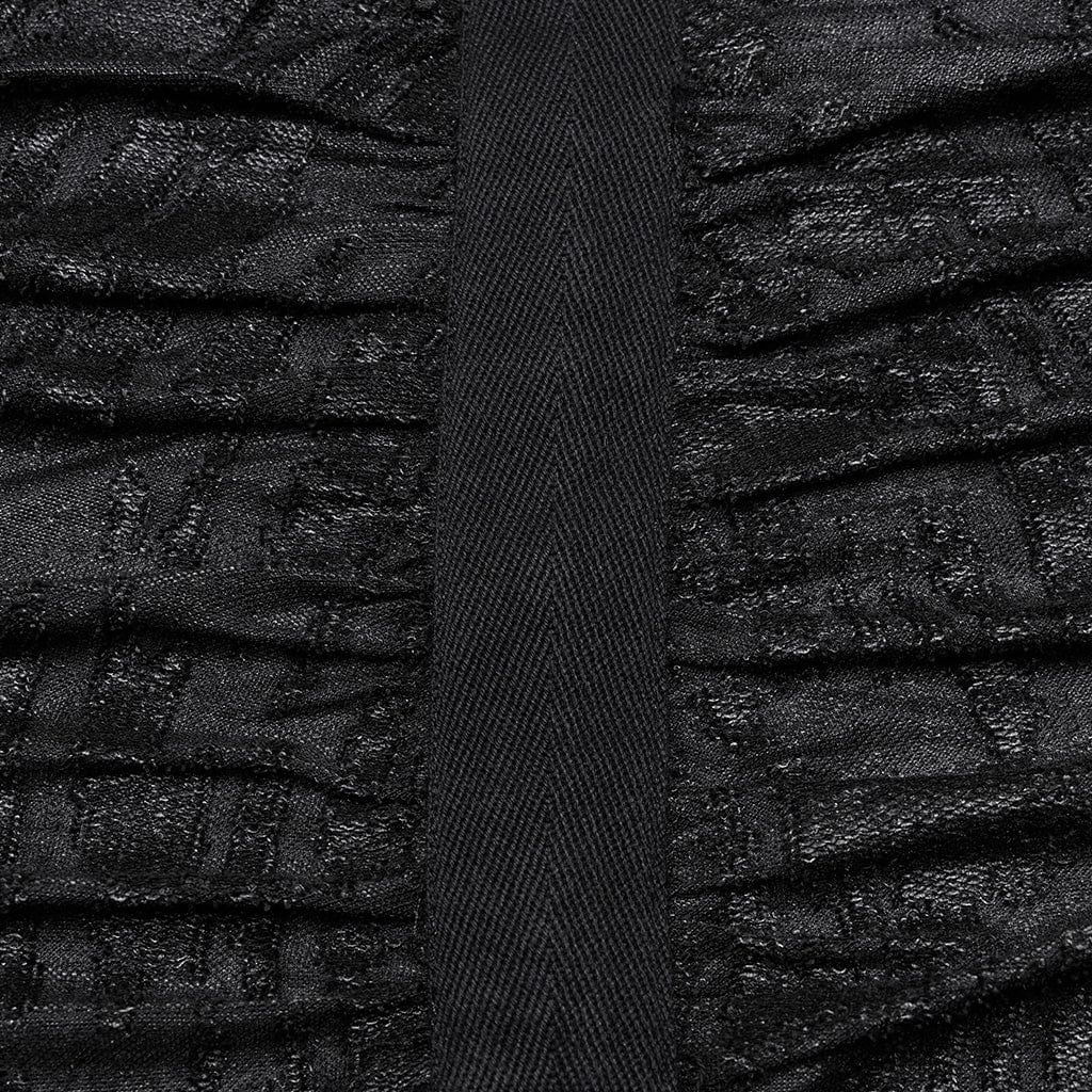 PUNK RAVE Men's Punk Pleated Long Coat with a Hood