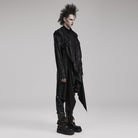 PUNK RAVE Men's Punk Pleated Long Coat with a Hood