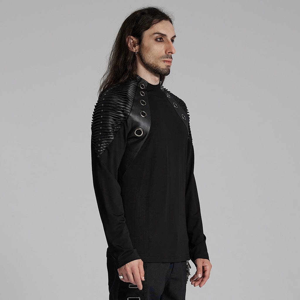 PUNK RAVE Men's Punk Pleated Loop Shirt