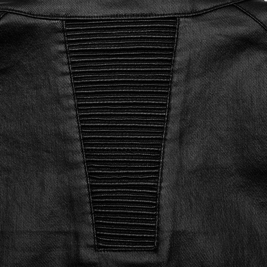 PUNK RAVE Men's Punk Pleated Zipper Faux Leather Shirt