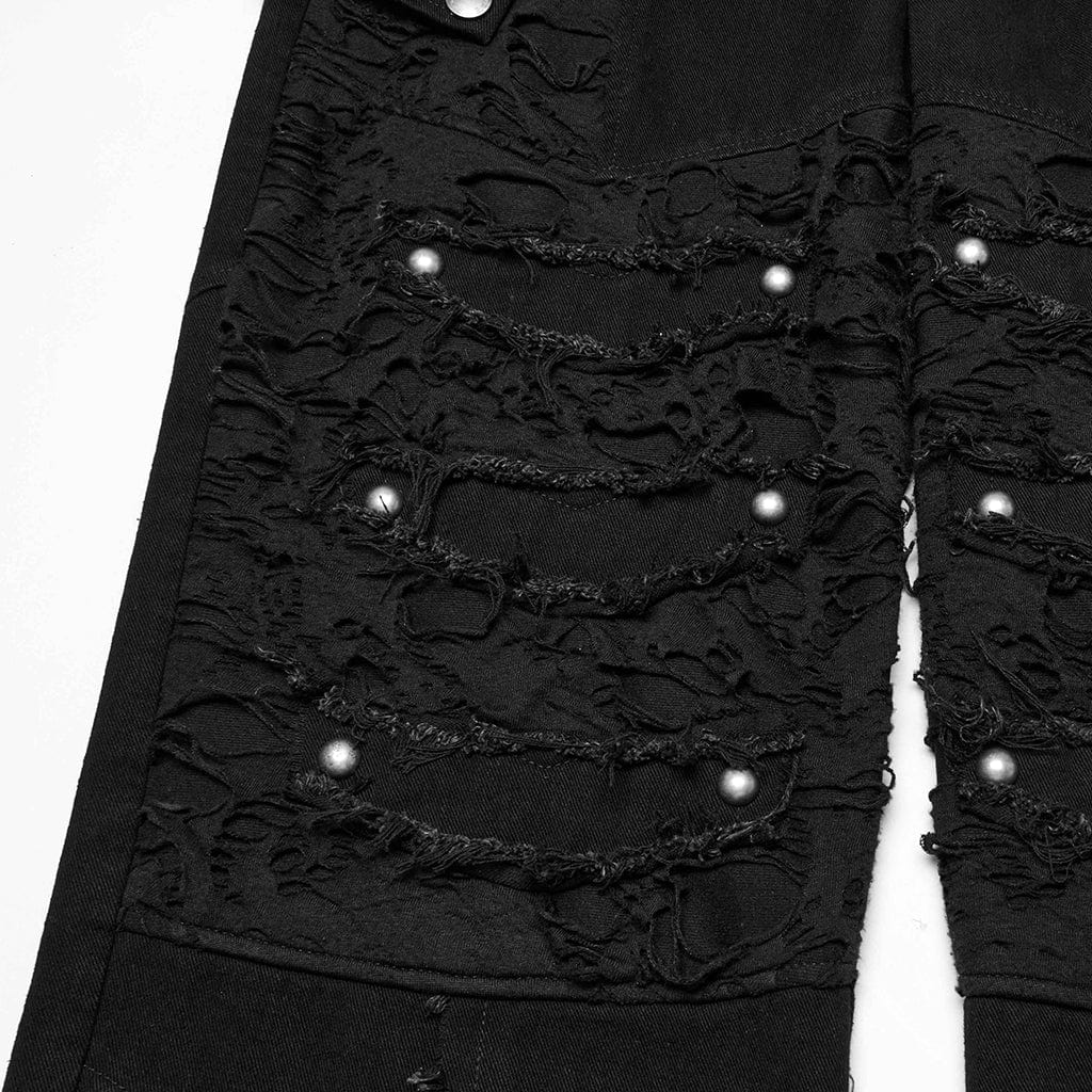 PUNK RAVE Men's Punk Ripped Straight Pants