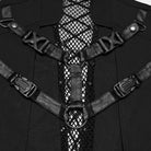 PUNK RAVE Men's Punk Rivet Lace-up Mesh Splice Jacket