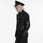 PUNK RAVE Men's Punk Rivet Lace-up Mesh Splice Jacket