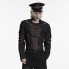 PUNK RAVE Men's Punk Rivet Lace-up Mesh Splice Jacket