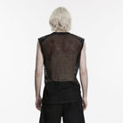 PUNK RAVE Men's Punk Rivet Ripped Mesh Tank Top